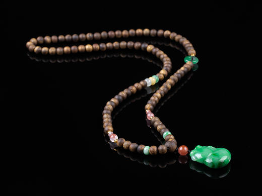 XY0259沉香+飘绿翡翠立体葫芦挂件 商品图4