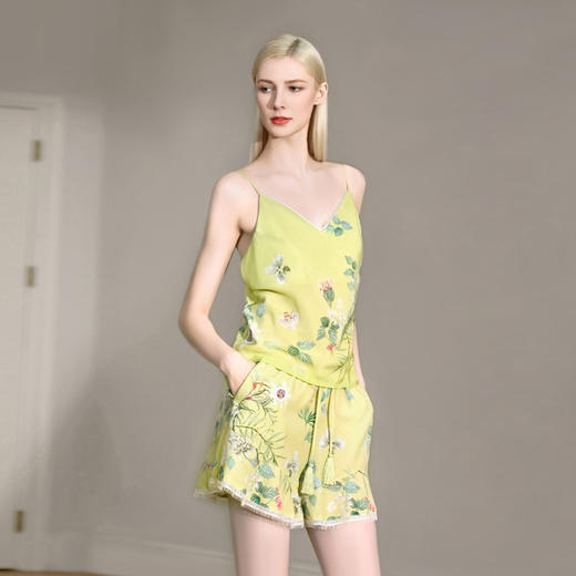 Solo seta真丝睡衣女短裤吊带套装丝绸家居服2025秋桑蚕丝度假风 商品图1