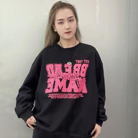 MZ圆领大字母图案长袖卫（黑红）春季251030230321