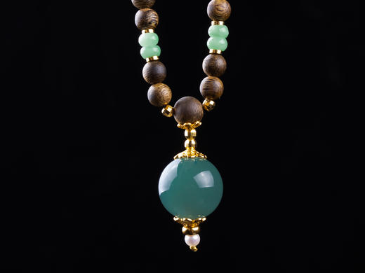 XY0258沉香+翡翠天空蓝大圆珠挂件 商品图7