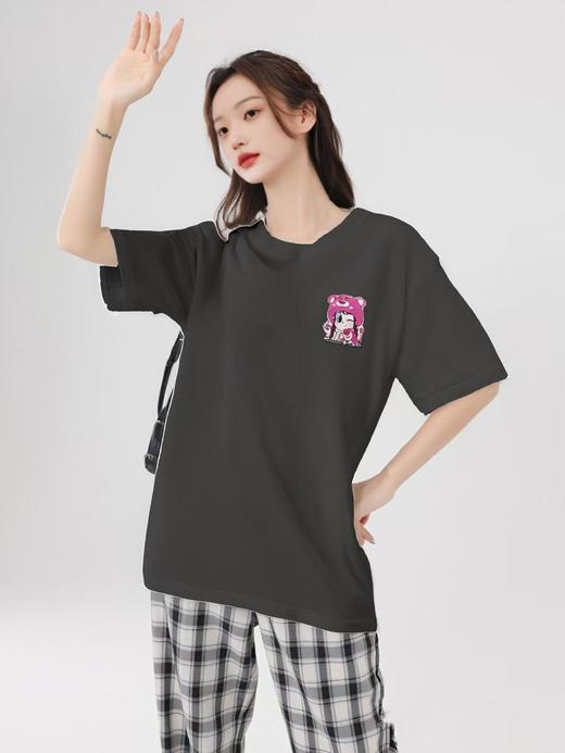 工厂直促价【100%棉】情侣（草莓熊女孩-侧标）柯式印花短袖T恤-喜出 商品图1