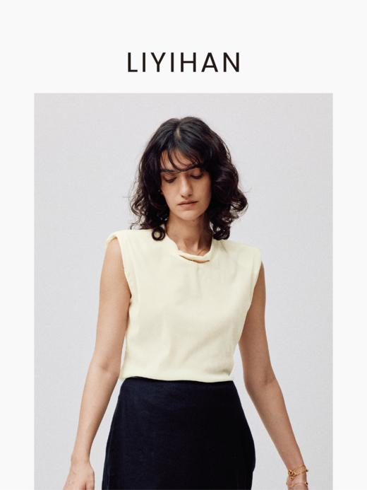 LIYIHAN序章丨25春新款植绒无袖上衣纯色垫肩无袖T恤舒适百搭小众 商品图2