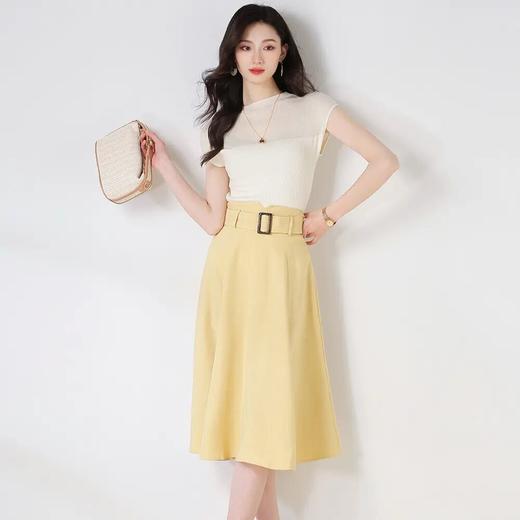 【高货sh】全新升级【铂金会员165/天猫219/差价54】(02543) 洛诗琳25春夏新款赫本罗马假日复古气质a字腰带半身裙 商品图0