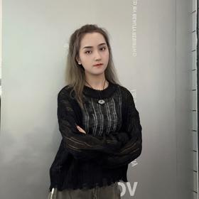 ZS圆领镂空小标宽松毛织上衣50109春季903011031035