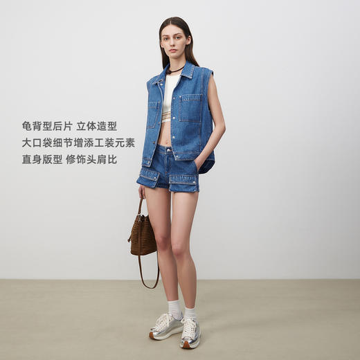 lost in echo2025春夏新款时尚户外工装风大口袋牛仔龟背马甲马夹 商品图2