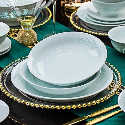 （比骨瓷更好 1300℃高温白泥 不沾油温热水一冲即净）景德镇餐具套装一整套高白泥镂空玲珑影青碗碟盘乔迁送礼家用 商品图5