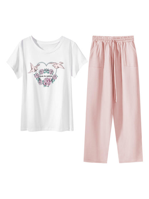 【超值套餐】爱帝女士夏季薄款亲肤棉印花短袖家居套装 商品图9