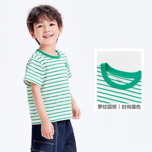 巴拉巴拉男童t恤女童短袖上衣夏装纯棉亲子装条纹时尚舒适百搭潮 商品图3