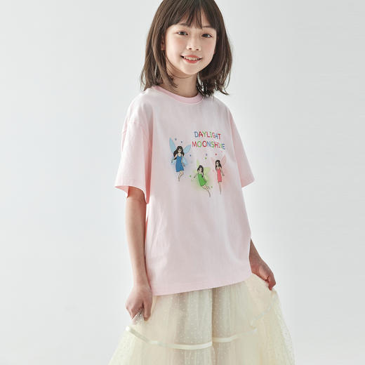 棵初2025年夏季新款亲子中大女童花仙子纯棉短袖T恤宽松 商品图4