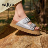预售7天|Safiya/索菲娅2025时尚双扣带轻便增高休闲外穿复古厚底勃肯拖SFD2110158 商品缩略图5