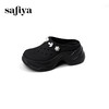 预售|Safiya/索菲娅2025时尚珍珠水钻松糕厚底外穿包头休闲洞洞拖鞋SFD2110404 商品缩略图8