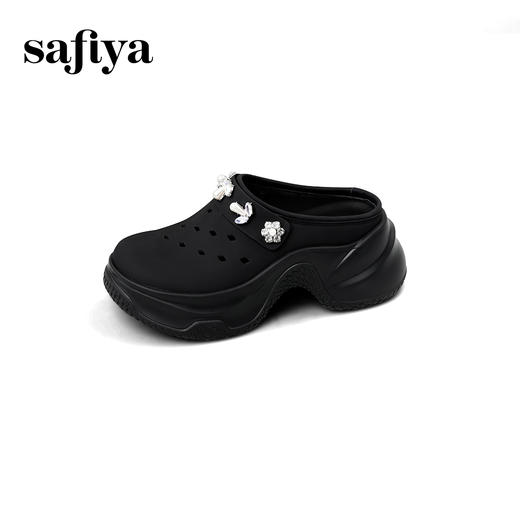 预售|Safiya/索菲娅2025时尚珍珠水钻松糕厚底外穿包头休闲洞洞拖鞋SFD2110404 商品图8