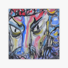 许固令《脸谱之二十三》国画原作53CM*53CM 手绘宣纸脸谱系列斗方作品【GH0502】