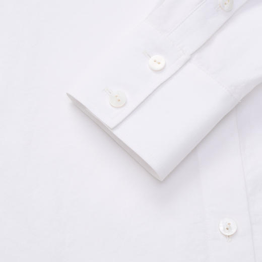 lost in echo2025春夏新款设计师品牌经典廓形多纽扣白色长袖衬衫 商品图4