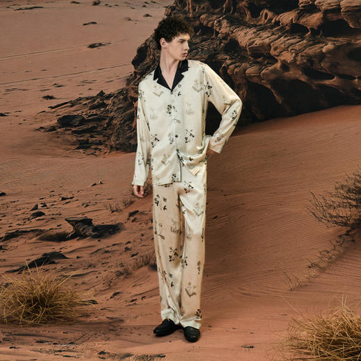 Solo seta22姆米男士真丝印花睡衣套装桑蚕丝家居服2025秋季新款 商品图2