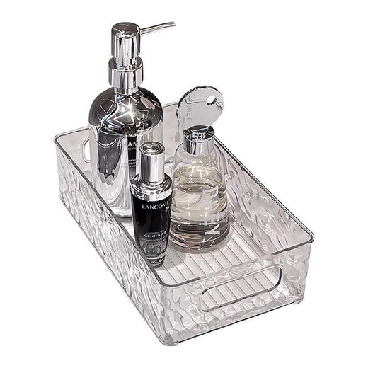 冰川纹化妆品收纳盒  轻奢高颜值卫生间桌面整理盒  塑料带提手收纳筐 商品图4