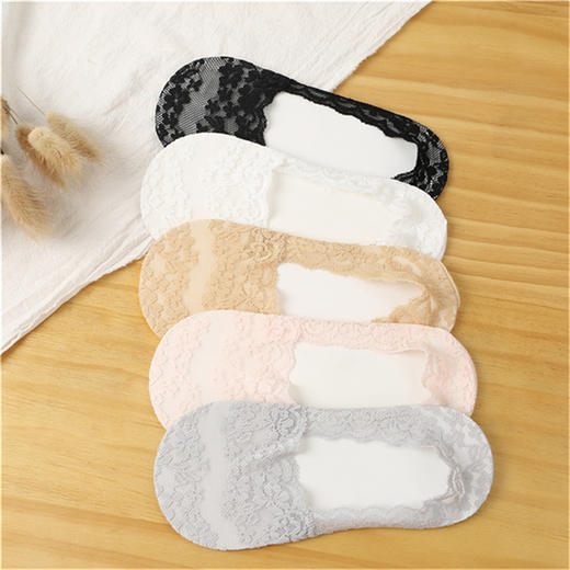 【隐形船袜】花边蕾丝爆款袜子浅口隐形袜蕾丝硅胶脚底防滑船袜女花边。ry 商品图1