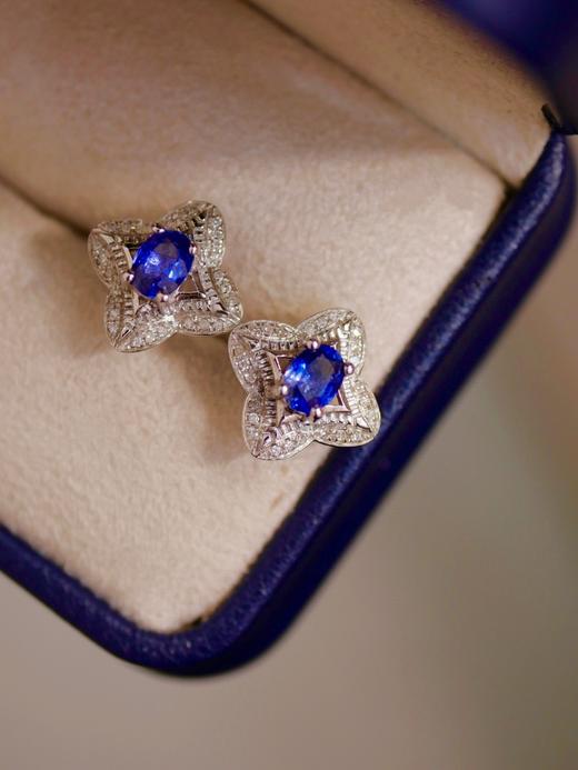 1ct刻面蓝宝石耳钉 商品图1