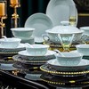 （比骨瓷更好 1300℃高温白泥 不沾油温热水一冲即净）景德镇餐具套装一整套高白泥镂空玲珑影青碗碟盘乔迁送礼家用 商品缩略图4