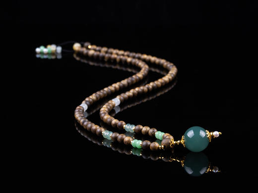 XY0258沉香+翡翠天空蓝大圆珠挂件 商品图1