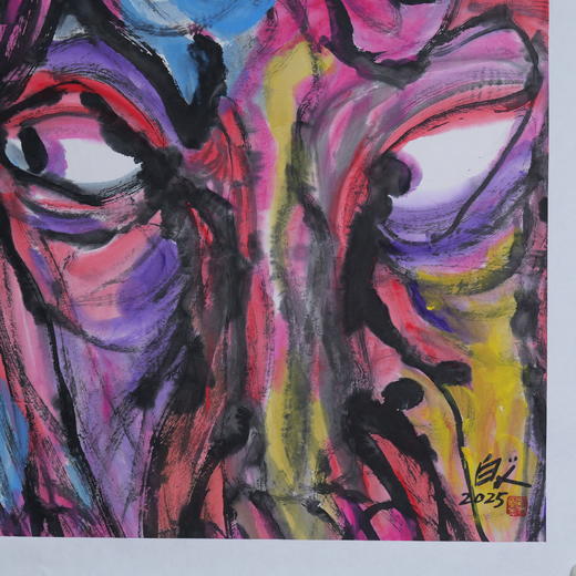 许固令《脸谱之二十一》国画原作53CM*53CM 手绘宣纸脸谱系列斗方作品【GH0500】 商品图3