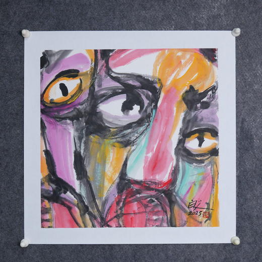 许固令《脸谱之二十》国画原作53CM*53CM 手绘宣纸脸谱系列斗方作品【GH0499】 商品图4