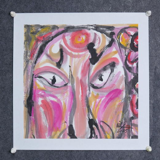 许固令《脸谱之十八》国画原作53CM*53CM 手绘宣纸脸谱系列斗方作品【GH0497】 商品图5