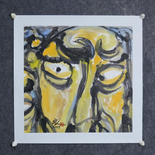 许固令《脸谱之二十四》国画原作53CM*53CM 手绘宣纸脸谱系列斗方作品【GH0503】 商品图6