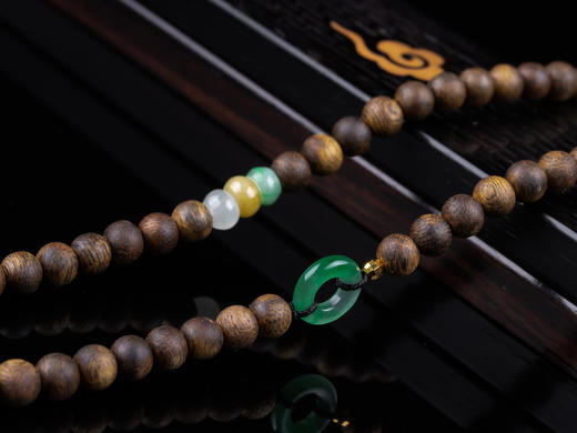 XY0259沉香+飘绿翡翠立体葫芦挂件 商品图7