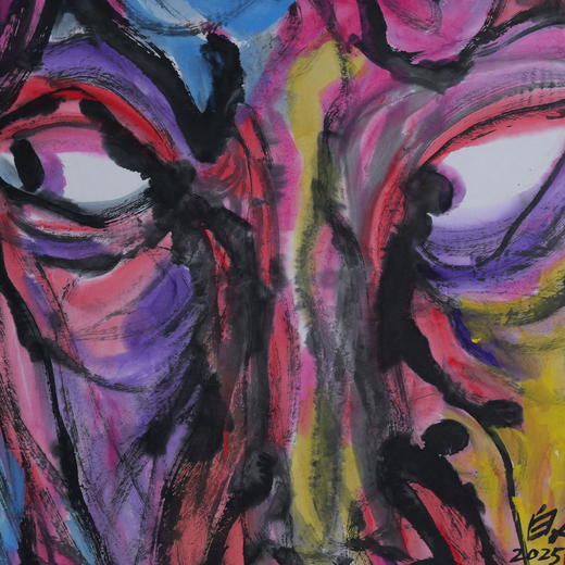 许固令《脸谱之二十一》国画原作53CM*53CM 手绘宣纸脸谱系列斗方作品【GH0500】 商品图4