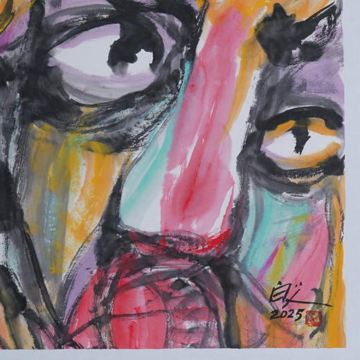 许固令《脸谱之二十》国画原作53CM*53CM 手绘宣纸脸谱系列斗方作品【GH0499】 商品图3