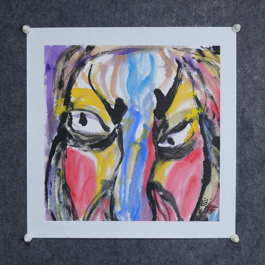 许固令《脸谱之二十二》国画原作53CM*53CM 手绘宣纸脸谱系列斗方作品【GH0501】 商品图4
