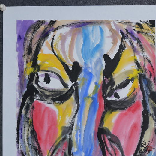 许固令《脸谱之二十二》国画原作53CM*53CM 手绘宣纸脸谱系列斗方作品【GH0501】 商品图3