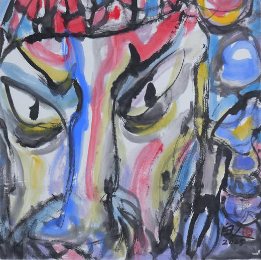 许固令《脸谱之二十三》国画原作53CM*53CM 手绘宣纸脸谱系列斗方作品【GH0502】 商品图1