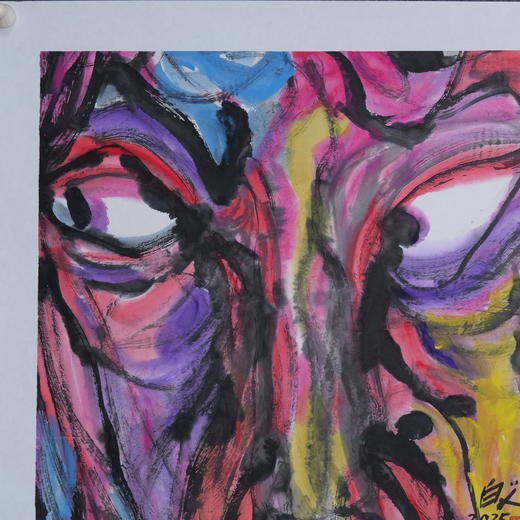 许固令《脸谱之二十一》国画原作53CM*53CM 手绘宣纸脸谱系列斗方作品【GH0500】 商品图2