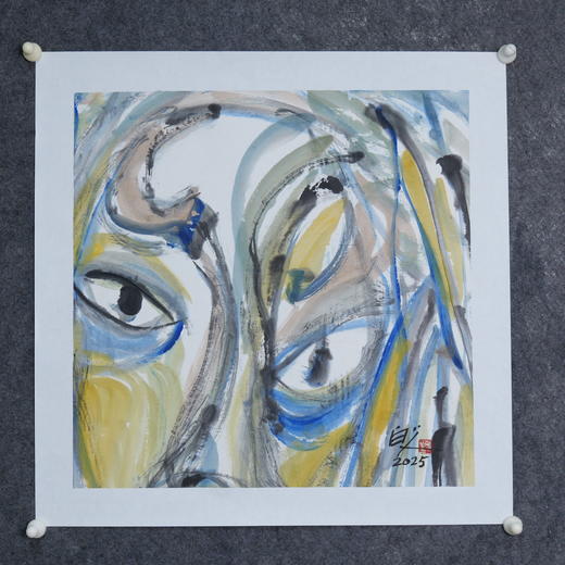 许固令《脸谱之二十五》国画原作53CM*53CM 手绘宣纸脸谱系列斗方作品【GH0504】 商品图5