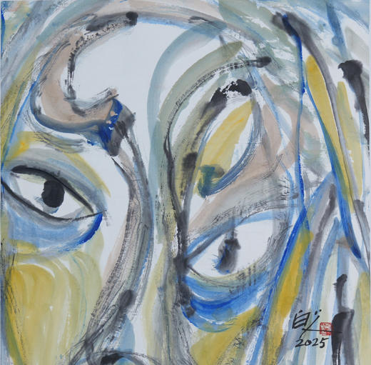 许固令《脸谱之二十五》国画原作53CM*53CM 手绘宣纸脸谱系列斗方作品【GH0504】 商品图1