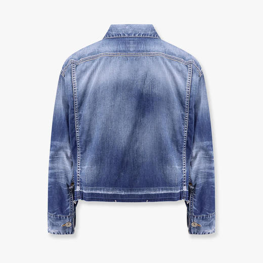 DSQUARED2 女士拉菲草轮廓字母徽标刺绣牛仔夹克外套 浅蓝色 S73AM0358 S30341 470 商品图1