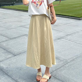 【清仓超15天不保价】奢姿大码女装2025夏季减龄半松紧简约裙子胖妹妹时尚褶皱半身裙9952421710