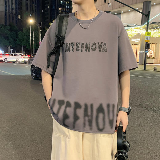 【DYY】大依优型大码圆领短袖T恤夏季加肥加大肥佬休闲宽松透气弹力男装上衣潮款 商品图1