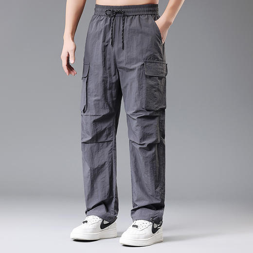 【DH】大依优型大码速干松紧腰直口休闲工装裤直筒加肥加大长裤胖子裤子夏季 商品图2