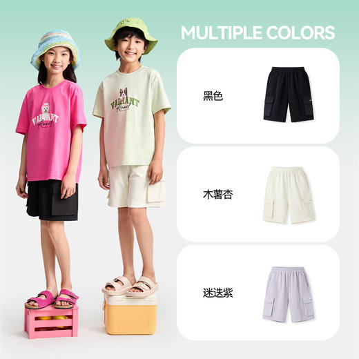 【华夫格质感】男女童全腰中裤夏季新款安奈儿童装EM526216 商品图3