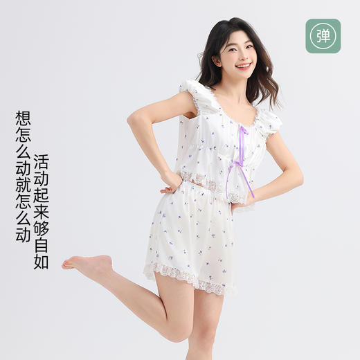 美季美优女士丝质纯欲风短袖套装 商品图4