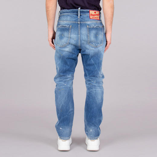 DSQUARED2 男士 London Bro刺绣徽标贴片休闲牛仔裤 浅蓝色 S71LB1586 S30309 470 商品图3