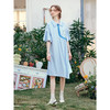 两三事蓝昼诗行2025夏季新款小清新刺绣喇叭袖不规则衬衫裙连衣裙 商品缩略图1