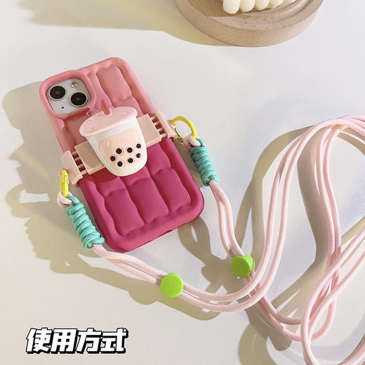 【小清新彩色花朵背夹】编织侧挂背带式通用手机壳 斜跨手机链户外挂脖  商品图3