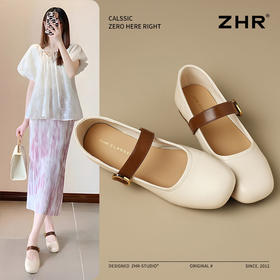 ZHR轻便玛丽珍鞋2025女鞋浅口新款软底法式单鞋百搭一字扣法式