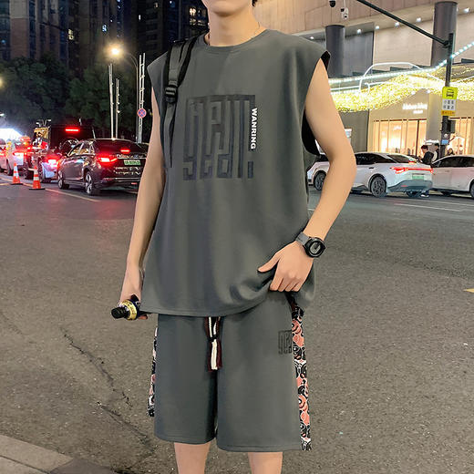 【套装】【DYY】大依优型大码圆领无袖背心短裤套装T恤夏季加肥加大肥佬休闲宽松透气弹力男装上衣潮款 商品图2