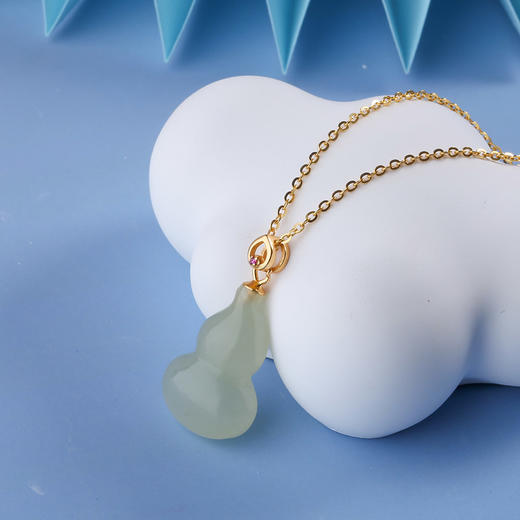 【宏艺珠宝】翠玉福禄·银s925和田玉项链 商品图0