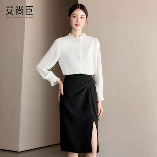 艾尚臣花边领miu系白衬衫女夏季新款气质女士衬衣高级感漂亮上衣 商品图1